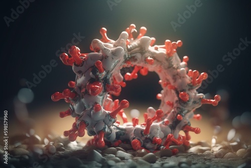 3D model of antibody binding to PD-1 for therapy. Generative AI photo