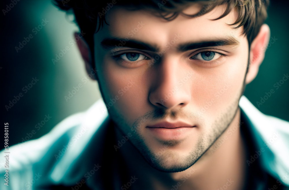 Young man. Portrait of guy. Generative AI. Young man. Portrait of guy. Generative AI.