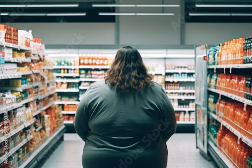 Übergewichtige Frau im Supermarkt - Generative AI
