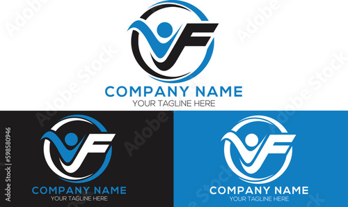 VF letter logo design vector illustration design photo