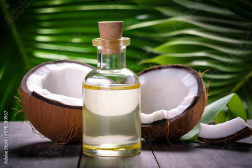 Coconut Oil Advertising with a bottle