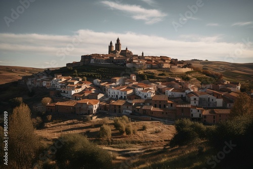 The Spanish town of Zafra in Extremadura region against a backdrop. Generative AI