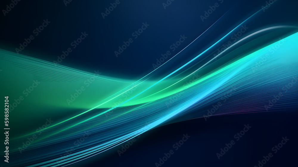 Digital technology green blue geometric curve abstract poster web page PPT background - obrazy, fototapety, plakaty 