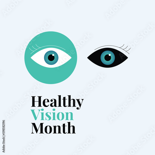 healthy vision month design template. healthy vision month design illustration for celebration. eye vectror design. flat illustration of eye or vision.
