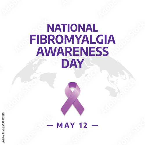 national fibromyalgia awareness day design template for celebration. national fibromyalgia awareness day vector illustration with ribbon. purple ribbon vector design. flat ribbon design.