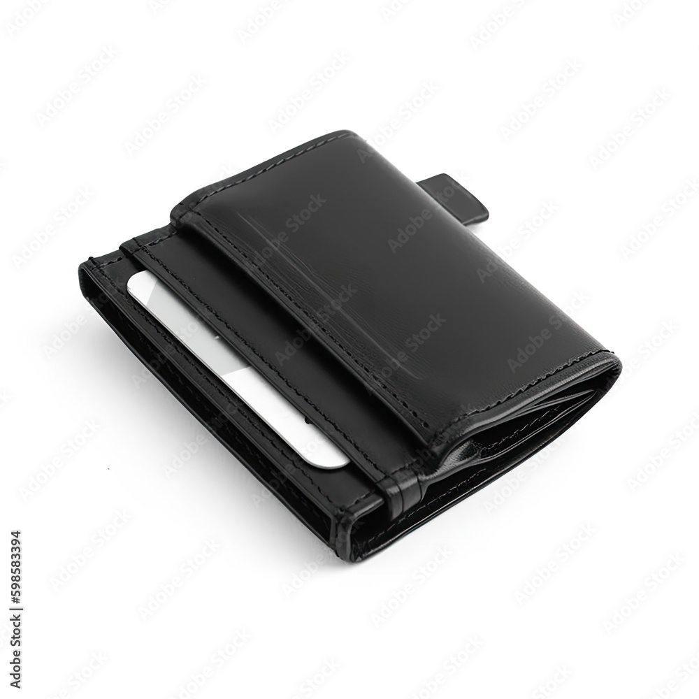 RFID - blocking cardholder wallet with a money clip isolated on a white background, generative ai RFID - blocking cardholder wallet with a money clip isolated on a white background, generative ai