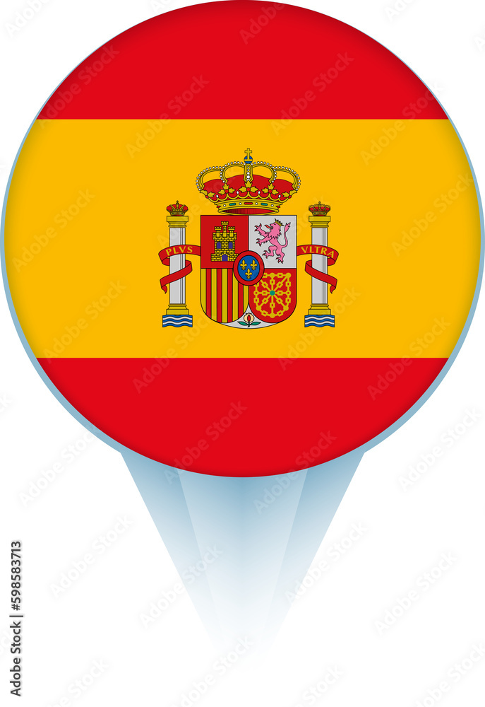 Map pointer with flag of Spain.