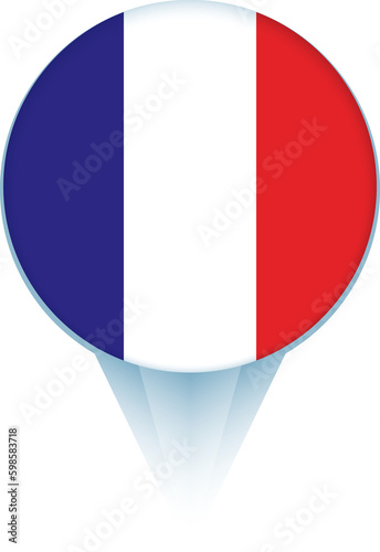 Map pointer with flag of France. Free Download Map pointer with flag of France. - GFXLoad