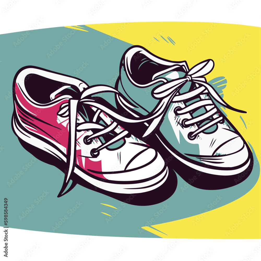 : A pair of sneakers, hand drawn vector illustration