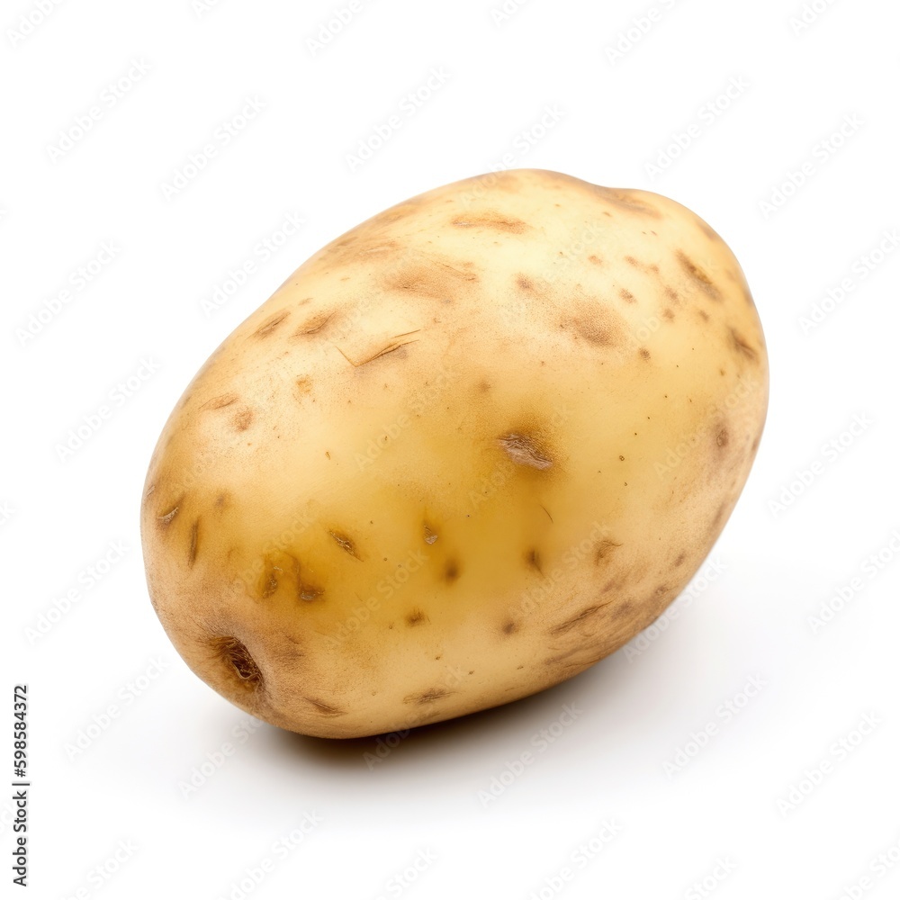 A healthy fresh organic raw potato on white background Generative AI Illustration A healthy fresh organic raw potato on white background Generative AI Illustration