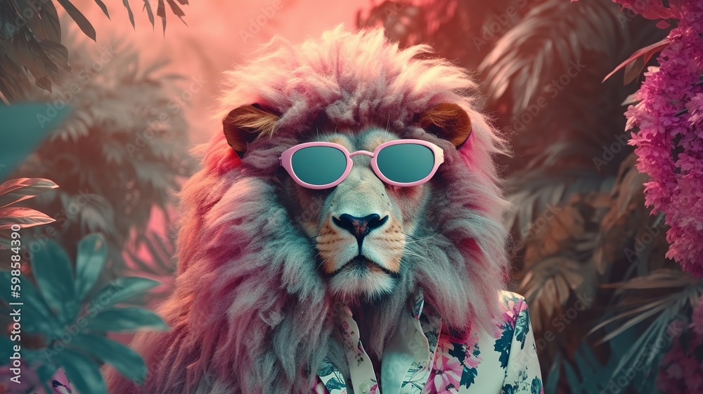 Retro hipster illustration with black fashion lion wearing sunglasses. Trendy illustration. Cute safari wildlife animal. Poster design. Retro hipster illustration with black fashion lion wearing sunglasses. Trendy illustration. Cute safari wildlife animal. Poster design.