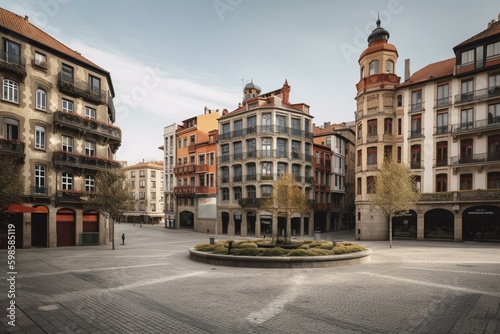 Vitoria-Gasteiz in Basque Country with background. Generative AI