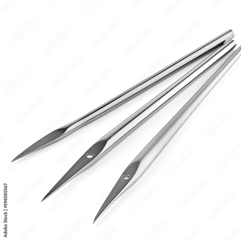 Stainless steel tweezer set with precision tips isolated on a white background, generative ai Stainless steel tweezer set with precision tips isolated on a white background, generative ai