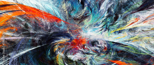 Wallpaper Mural Bright artistic splashes. Abstract painting motion color background. Multicolor futuristic pattern. Fractal artwork for creative graphic design Torontodigital.ca
