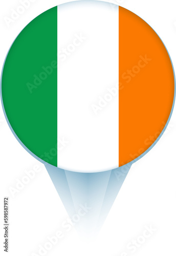 Map pointer with flag of Ireland. Free Download Map pointer with flag of Ireland. - GFXLoad