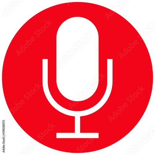 Microphone black color icon with red circle simple flat style shape. Trendy un muted mic illustration for web, app, mobile, game, UI, logo. Audio, sound record pictogram with isolated background.