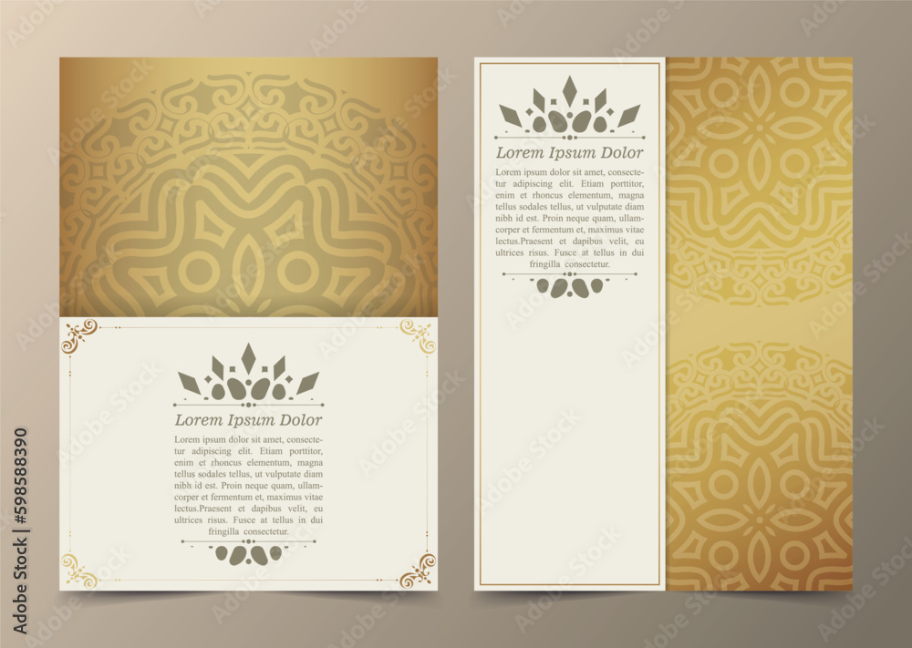 Luxury ornament greeting card vector template. Retro wedding invitation, advertising or other design and place for text. Flourishes ornamental frame and pattern background.