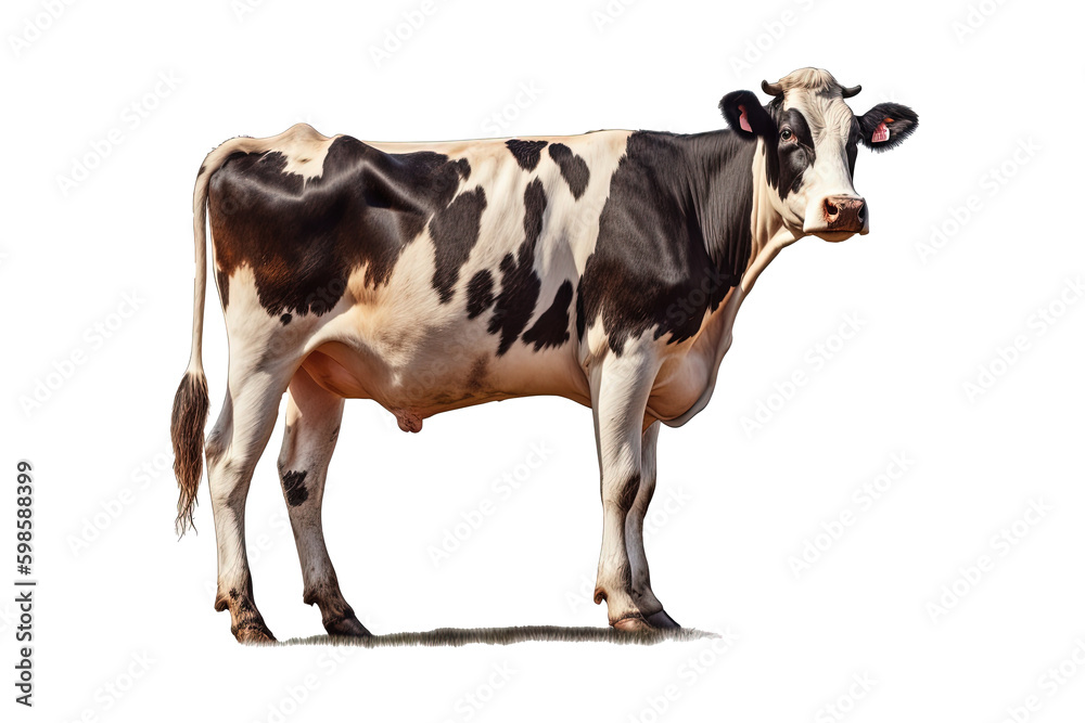 Dairy cow on transparent background, created with generative AI