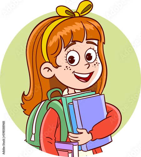 cute little schoolkids portrait cartoon vector