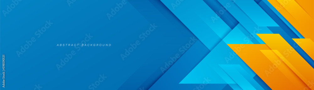 Abstract blue horizontal banner background with blue and orange diagonal geometric shape overlay layer. Suit for poster, banner, business, corporate, cover, header, website, flyer. Vector illustration Abstract blue horizontal banner background with blue and orange diagonal geometric shape overlay layer. Suit for poster, banner, business, corporate, cover, header, website, flyer. Vector illustration