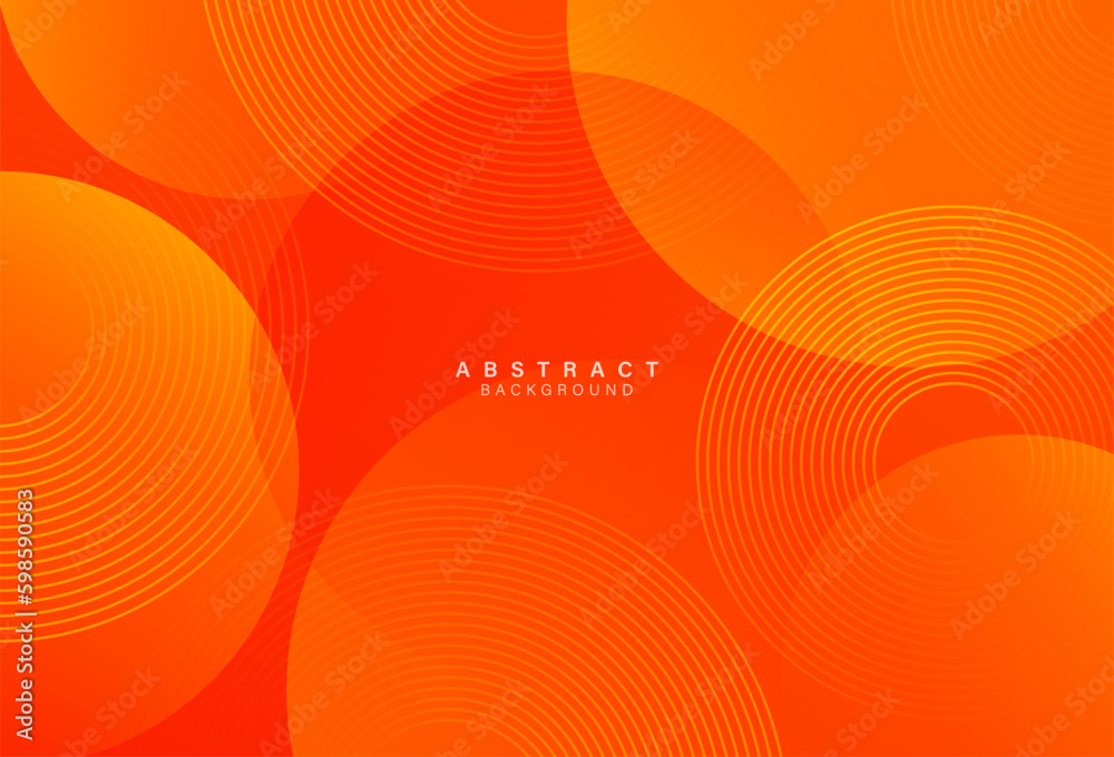 Abstract orange gradient geometric background with circles lines. Dynamic shapes. Modern simple colorful circle shapes graphic design element. Minimal style. Vector illustration Abstract orange gradient geometric background with circles lines. Dynamic shapes. Modern simple colorful circle shapes graphic design element. Minimal style. Vector illustration