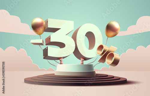 Sale off 30 Percentage, gift save offer, special banner discount. Vector illustration