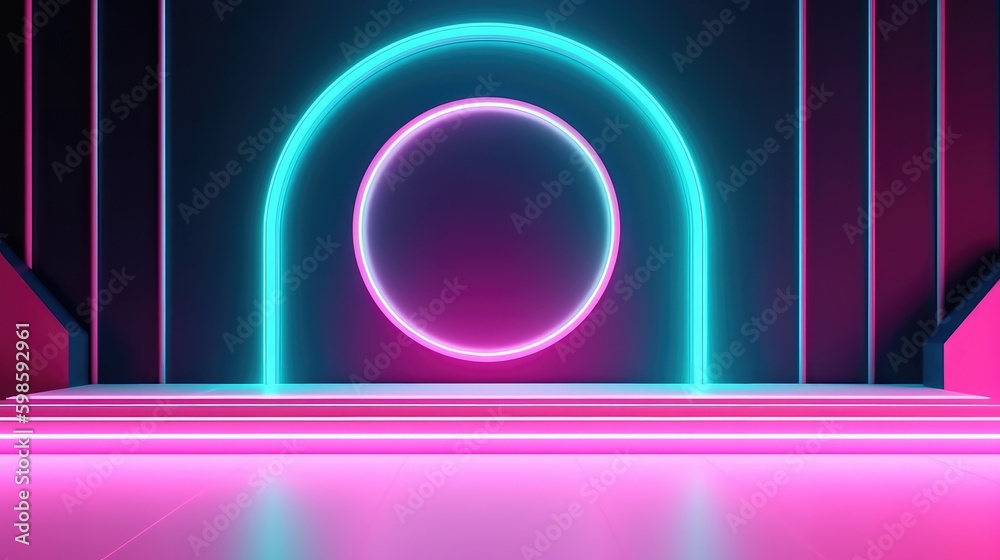 Fototapeta premium Minimalistic luxury background with neon colors