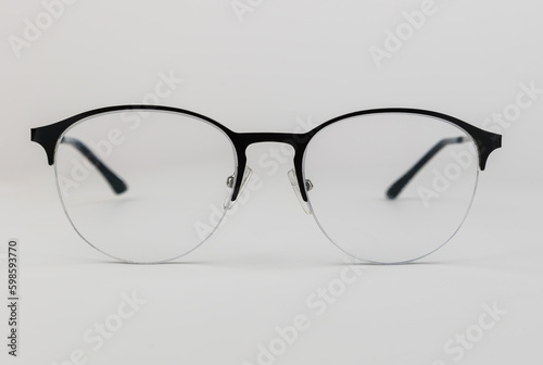 Modern design diopter glasses frontally on white