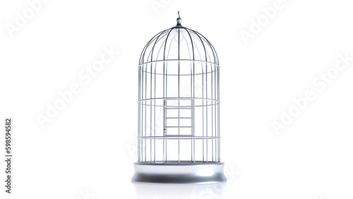 3d render of Silver bird cage isolated on white background, © mustapha