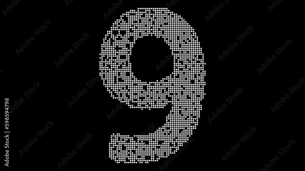 Twisting Digital Grid Number Nine Animation Twisting Digital Grid Number Nine Animation