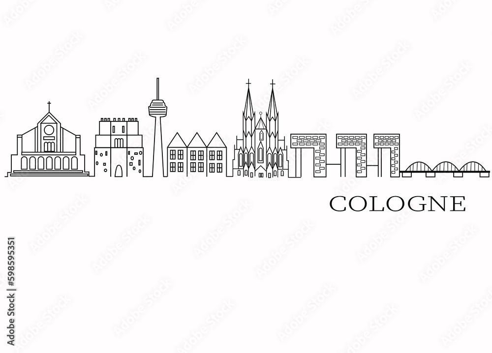 Cologne Germany city skyline outline
