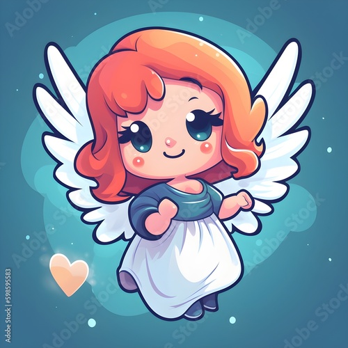 Cartoon style angel  Generative AI
