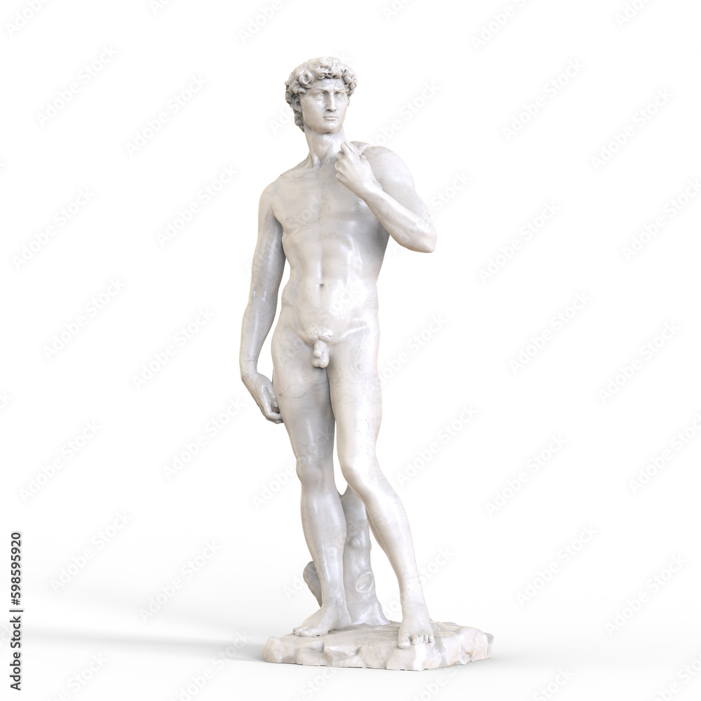 Statue of David from Florence. 3D illustration of Statue of David sculpture Statue of David from Florence. 3D illustration of Statue of David sculpture