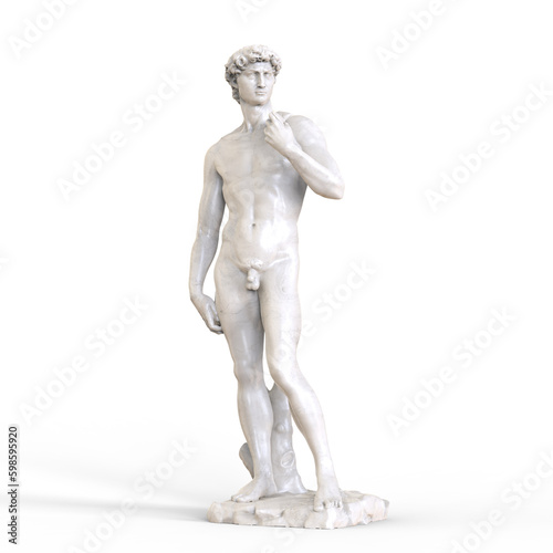 Statue of David from Florence. 3D illustration of Statue of David sculpture