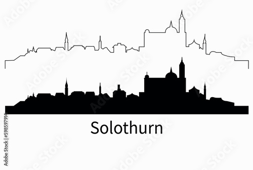 Solothurn Switzerland city skyline outline silhouette