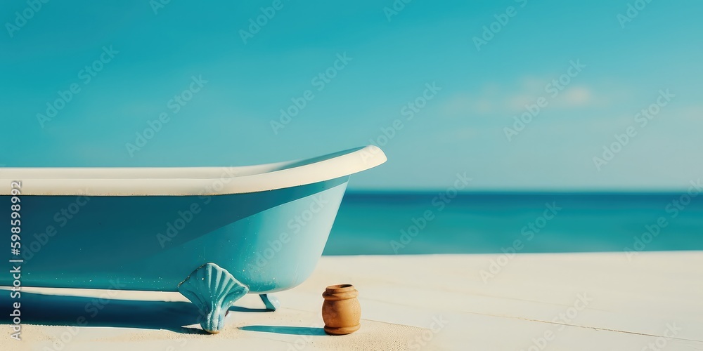 Obraz premium bathtub at beach with generative ai