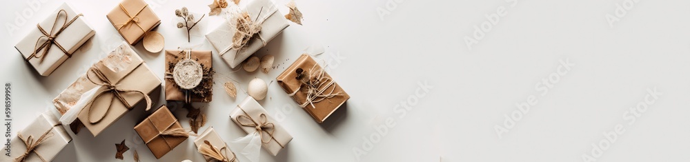  gift boxes banner with generative ai