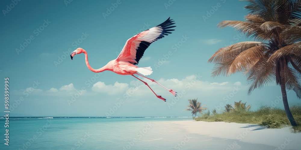 Fototapeta premium flamingo with generative ai