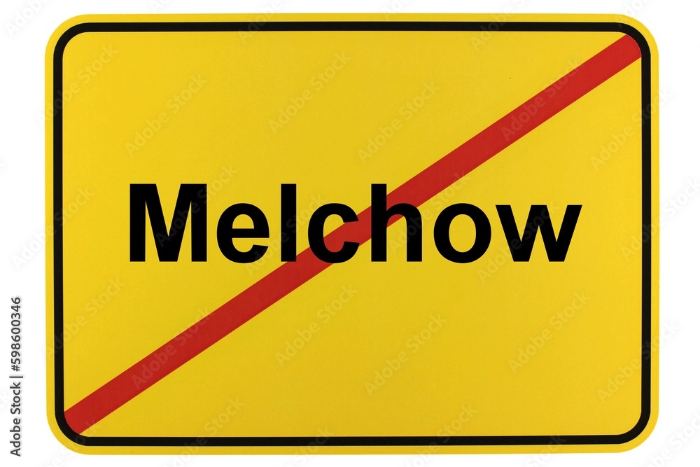 Illustration eines Ortsschildes der Gemeinde Melchow in Brandenburg