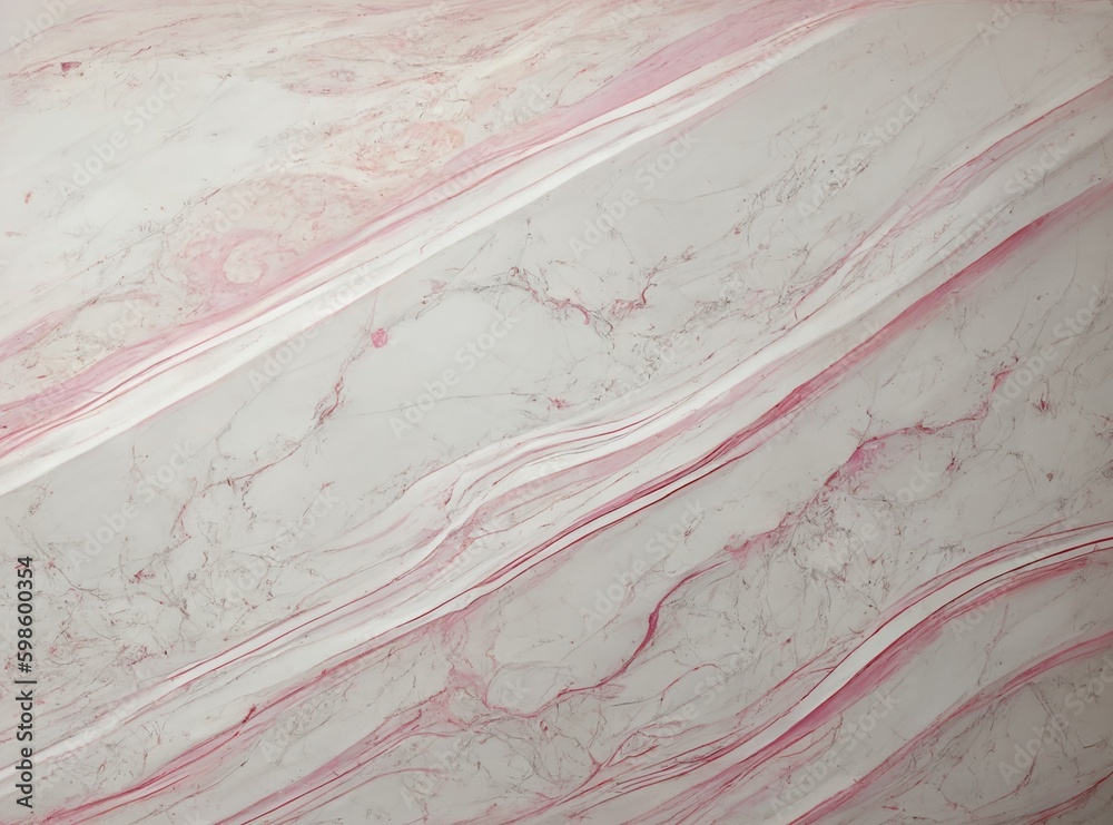 Abstract white marble texture background with pink streaks. For