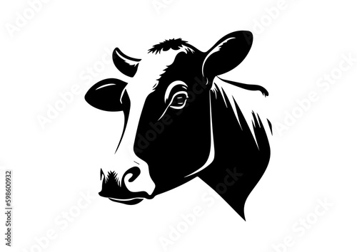 black and white cow head logo/illustration vector