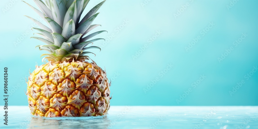 Pineapple sunbathing at beach with generative ai Pineapple sunbathing at beach with generative ai