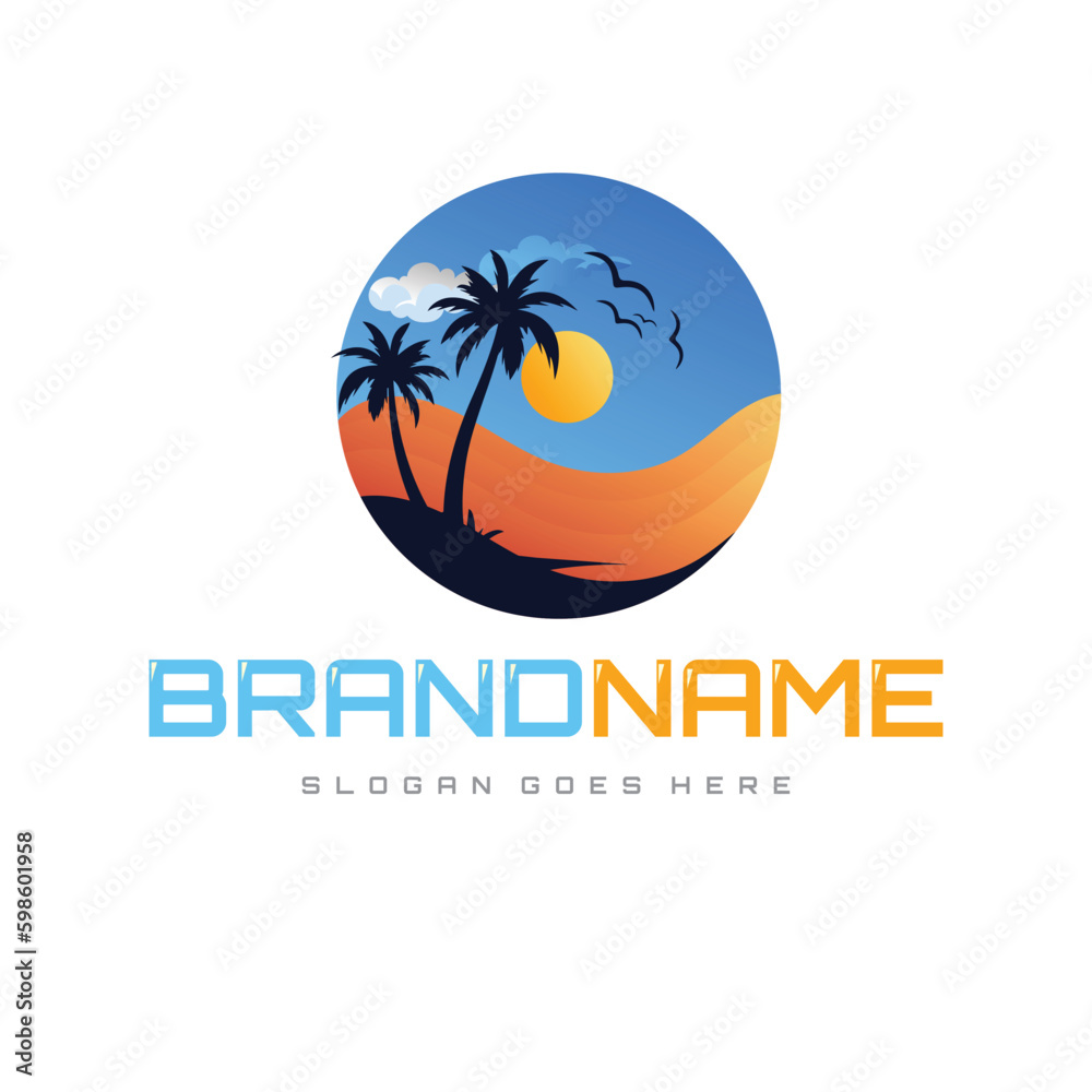 sunset logo design template , modern logo design element