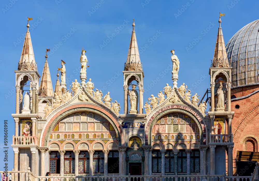 Saint Mark's basilica (Basilica di San Marco) top in Venice, Italy