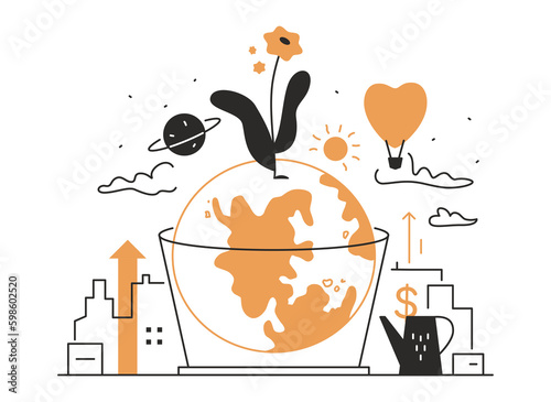 Prosperity and growth - modern line design style illustration