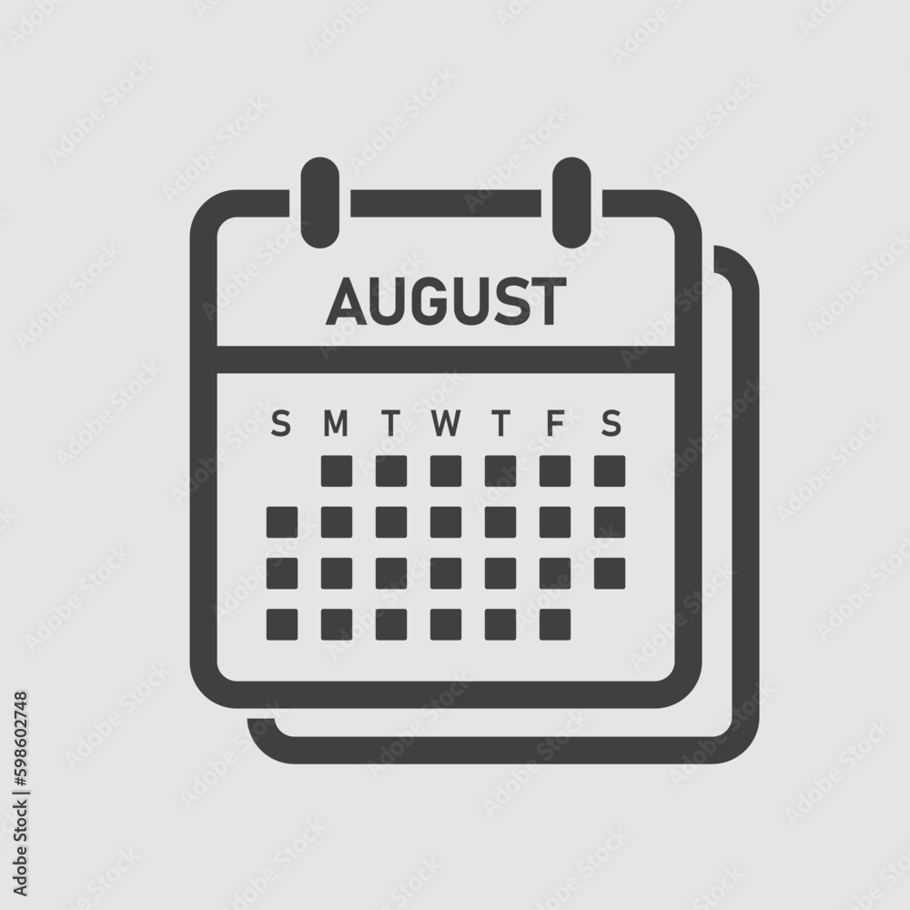 Vector template icon page calendar, month August Vector template icon page calendar, month August