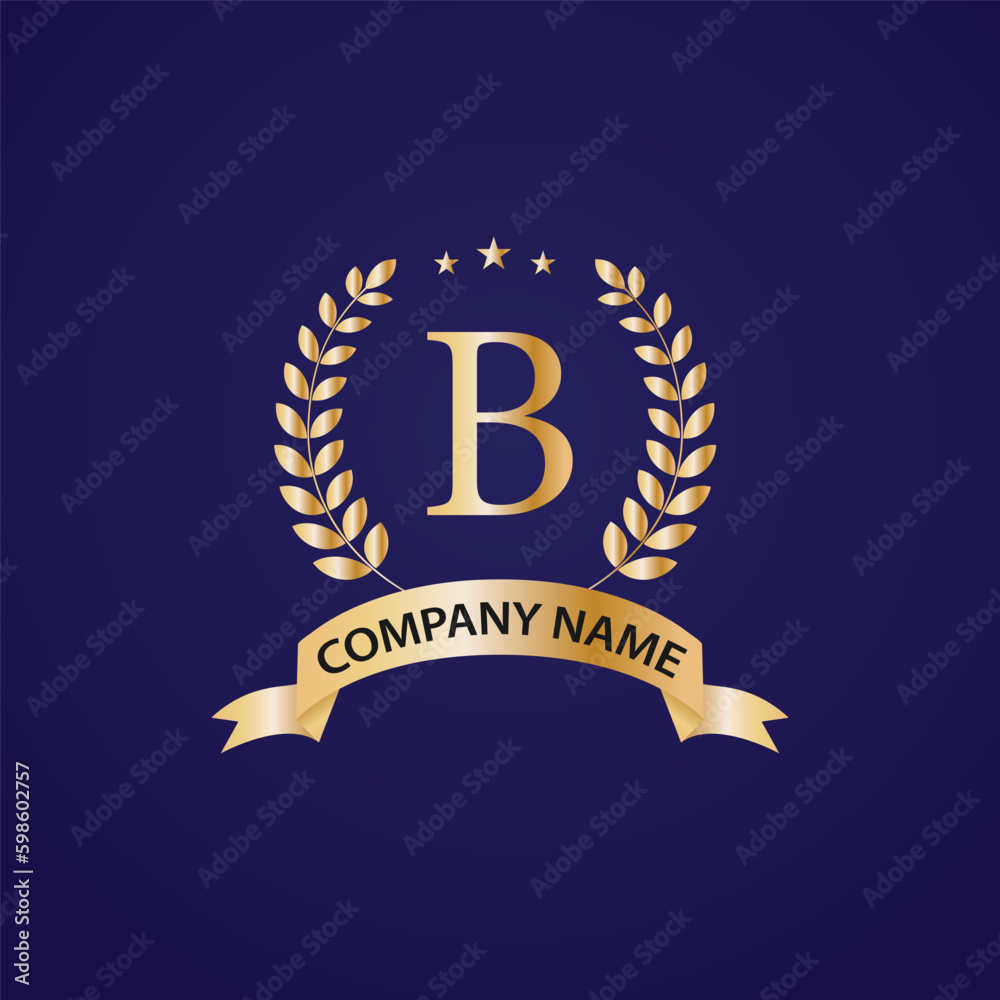 Fototapeta premium gold medal with ribbon b brand logo, b corporate logo, creative logo