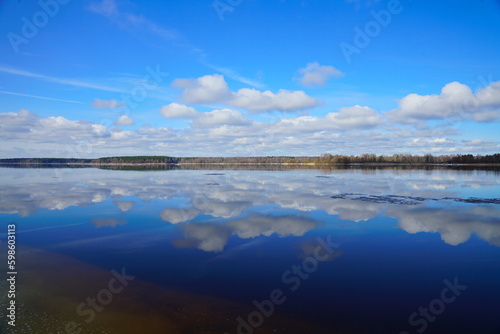 blue sky over lake
