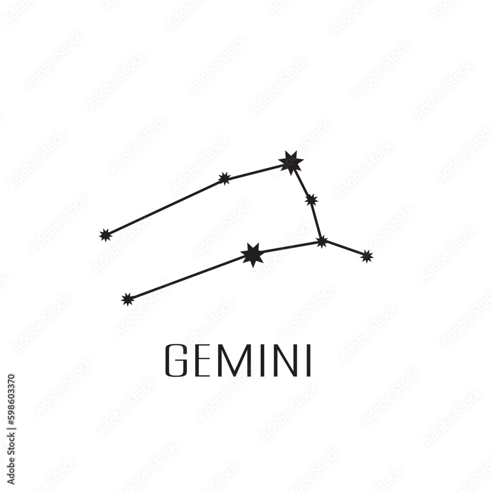 White Gemini horoscope constellation, symbol, astrological icon on a white background. White Gemini horoscope constellation, symbol, astrological icon on a white background.