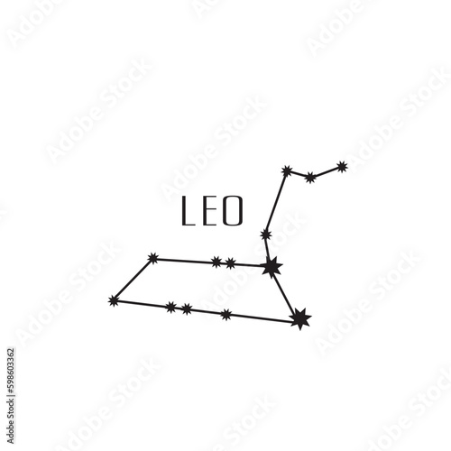 Minimal Leo constellation black on a white background. © Alexandra
